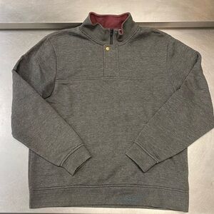 Orvis 1/4 Zip Snap Button Pullover Sweatshirt Jacket Gray Heathered Size Large